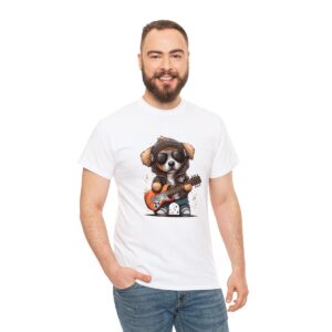 Rock 'n' Roll Dog Puppy with Guitar, Unisex T-shirt, Rock 'n' Roll enthusiast, Dog lover